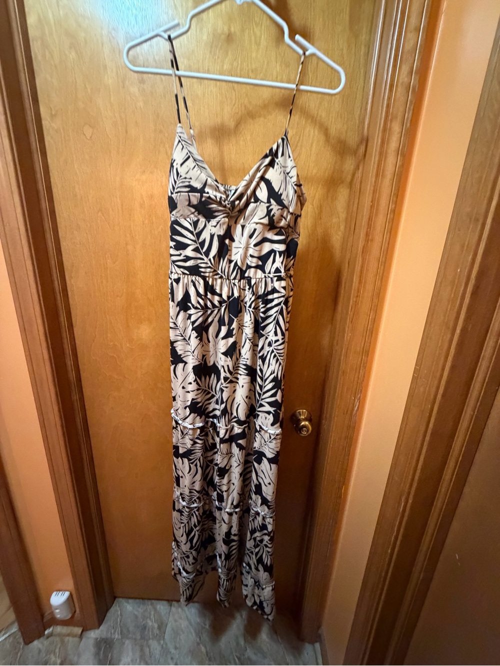 No Boundaries Black and Cream Tropical Maxi Dress
